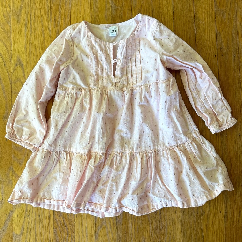 Baby GAP Holiday Pink Ruffle Long Sleeve Dress
